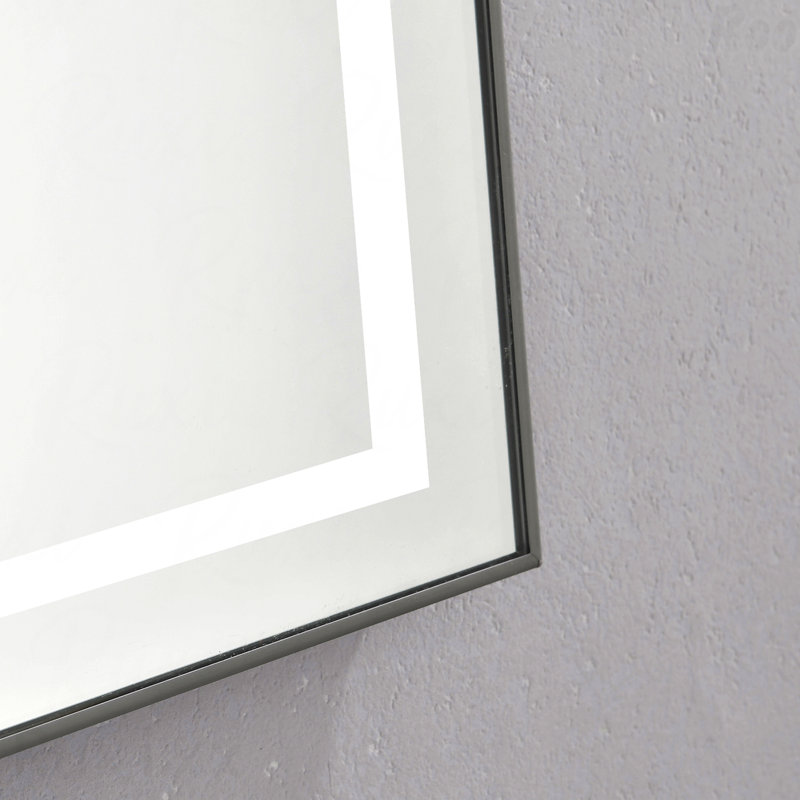 20" X 32" Aluminum Frame LED Bathroom Accent Mirror - Front & Backlight, Wall-Mounted Vanity Mirror, Rectangle, 32" x 20"