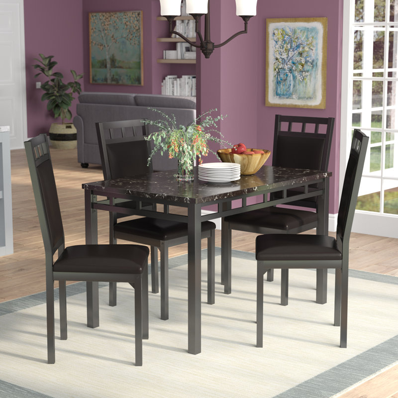 4 - Person Marble Top Four Leg Dining Set