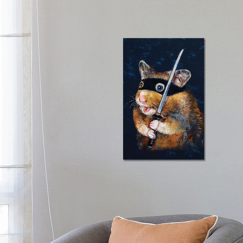 Ninja Hamster by Michael Creese - Wrapped Canvas Painting, 66.04 cm H x 45.72 cm W x 1.91 cm D