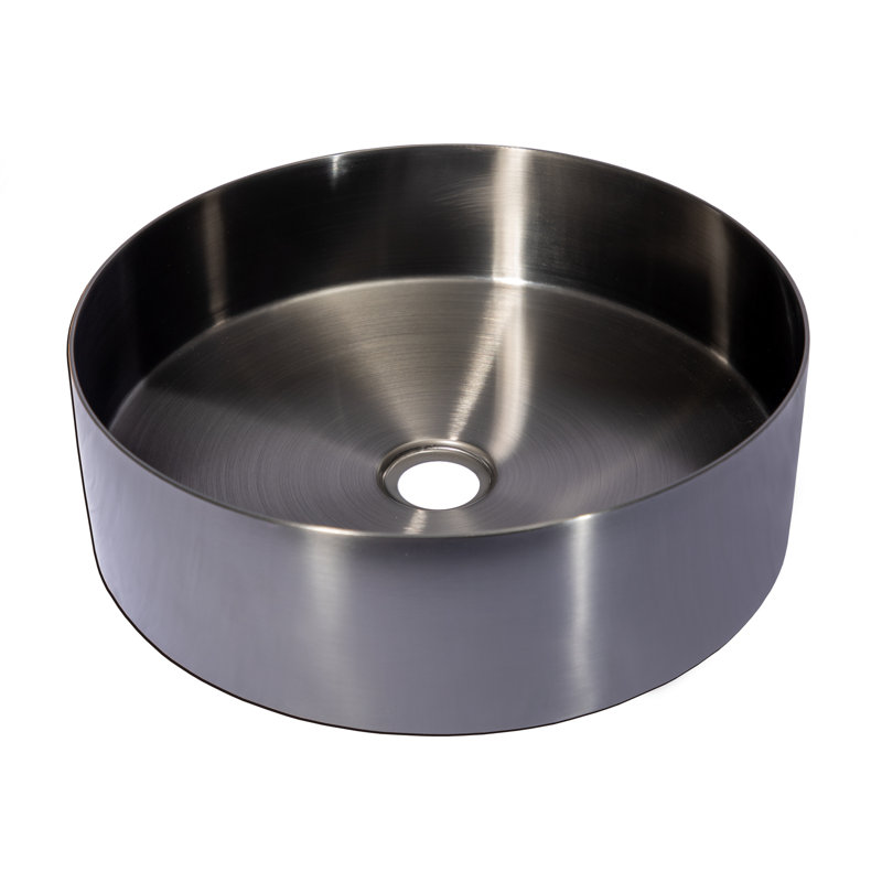 Eden Bath 15'' Stainless Steel Circular Bathroom Sink, Black