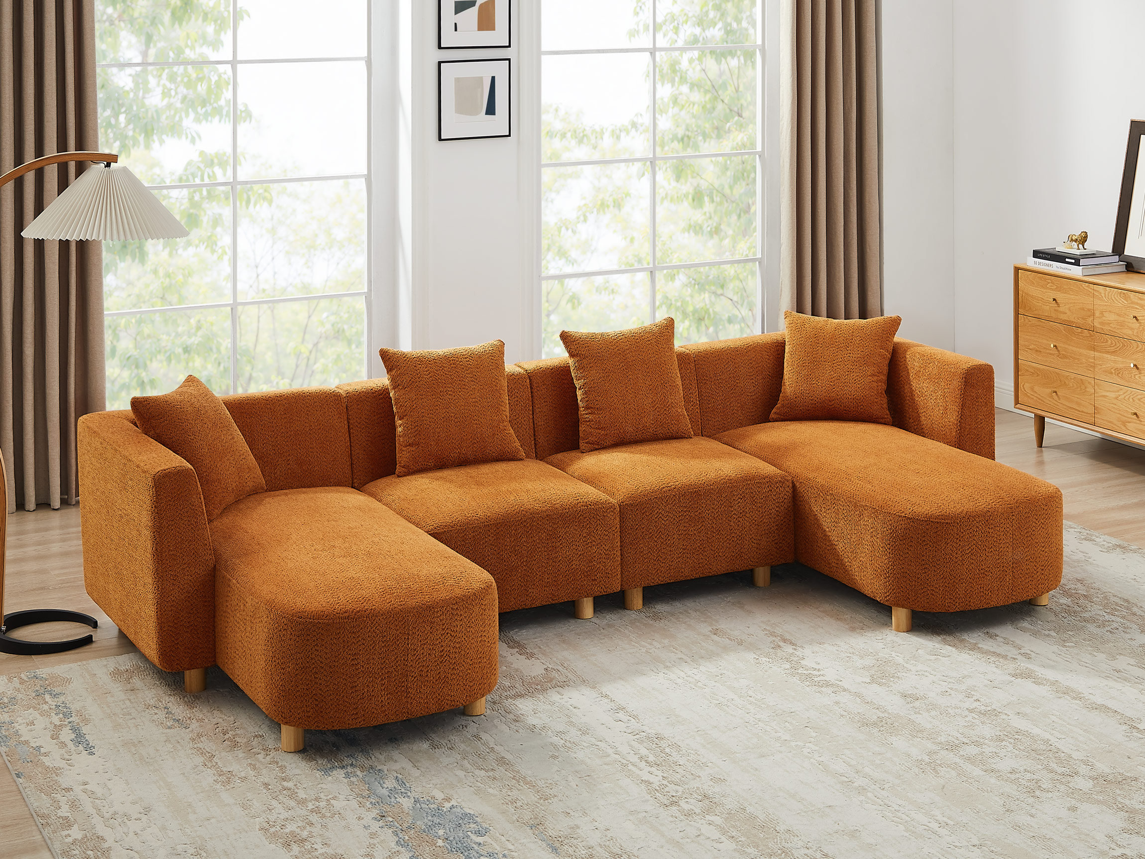 113’’ U-Shape Upholstered Sectional Sofa Couch For Modern Living