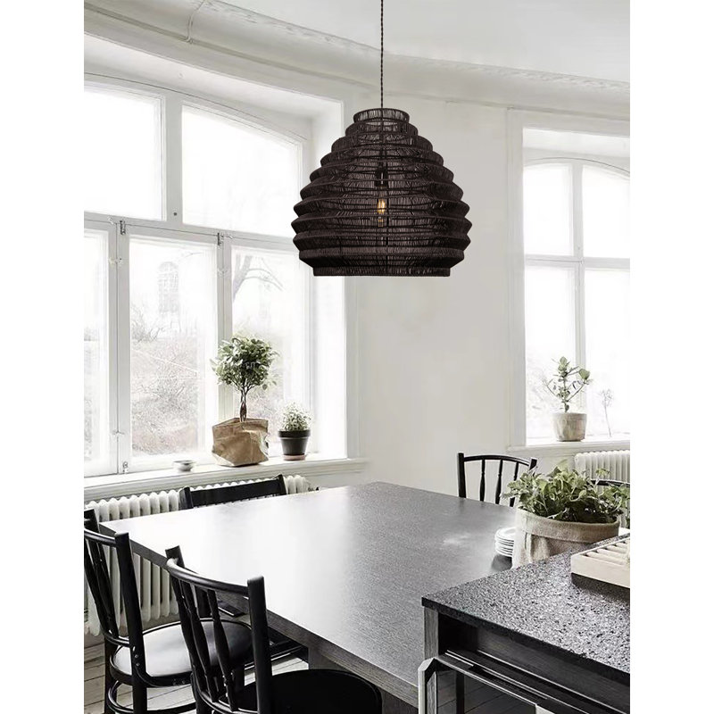 Charie 1 - Light Modern Black Pendant Light Uinque Statement Handmade Boho Shade in Matte Black Finish