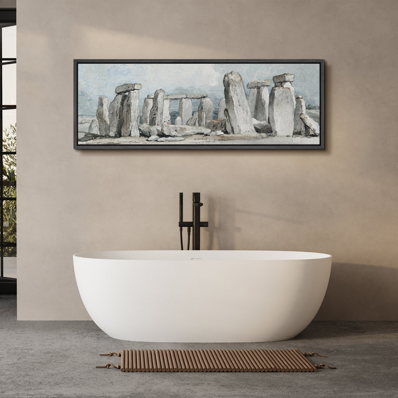 Ancienne pierre historique de Stonehenge, impression sur toile encadrée, H 20 po x l 60 po, Noir, noir, noir, noir