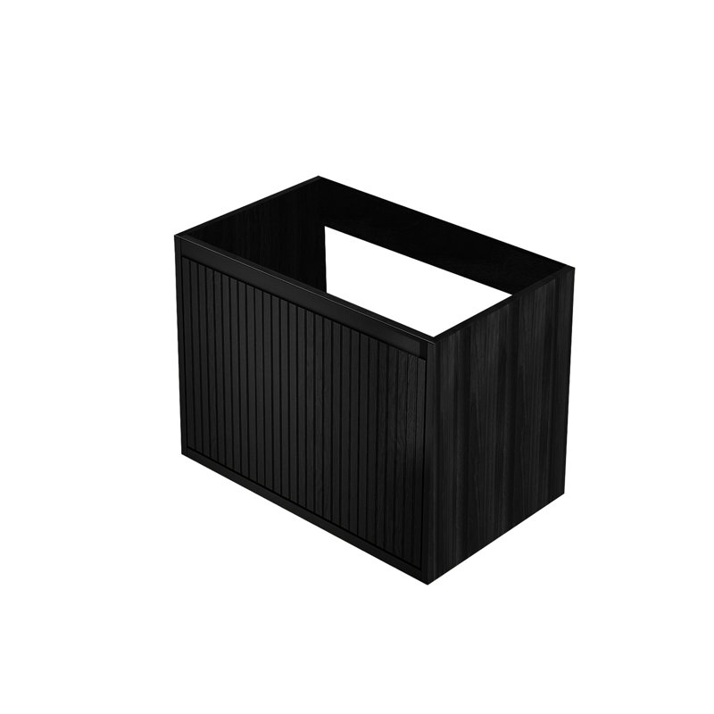Meuble-lavabo flottant de 30 po, noir, sans lavabo, grand rangement, formaldéhyde bas, meuble-lavabo à installation rapide, conception murale, sans tiroir, assemblage facile, utilisation durable