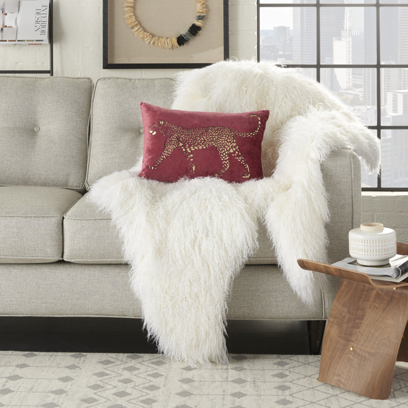 Leopard Rectangular Cotton Pillow Cover & Insert, Burgundy