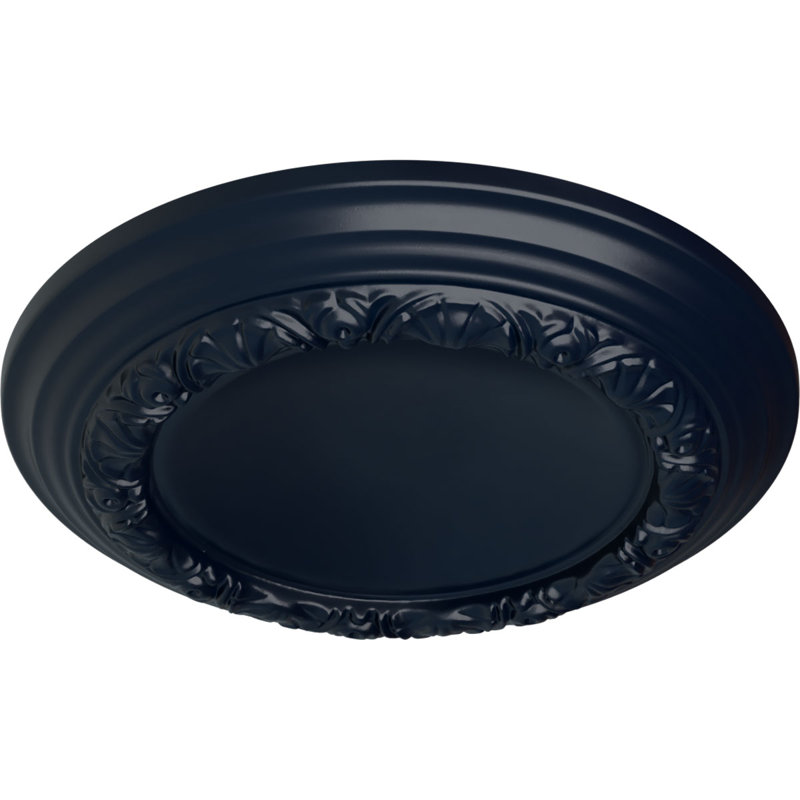 Médaillon de plafond en acanthe Endurathane Legacy, 12 3/4 po de diamètre x 7/8 po (convient aux auvents jusqu'à 3 1/2 po), fini acajou brossé peint à la main
