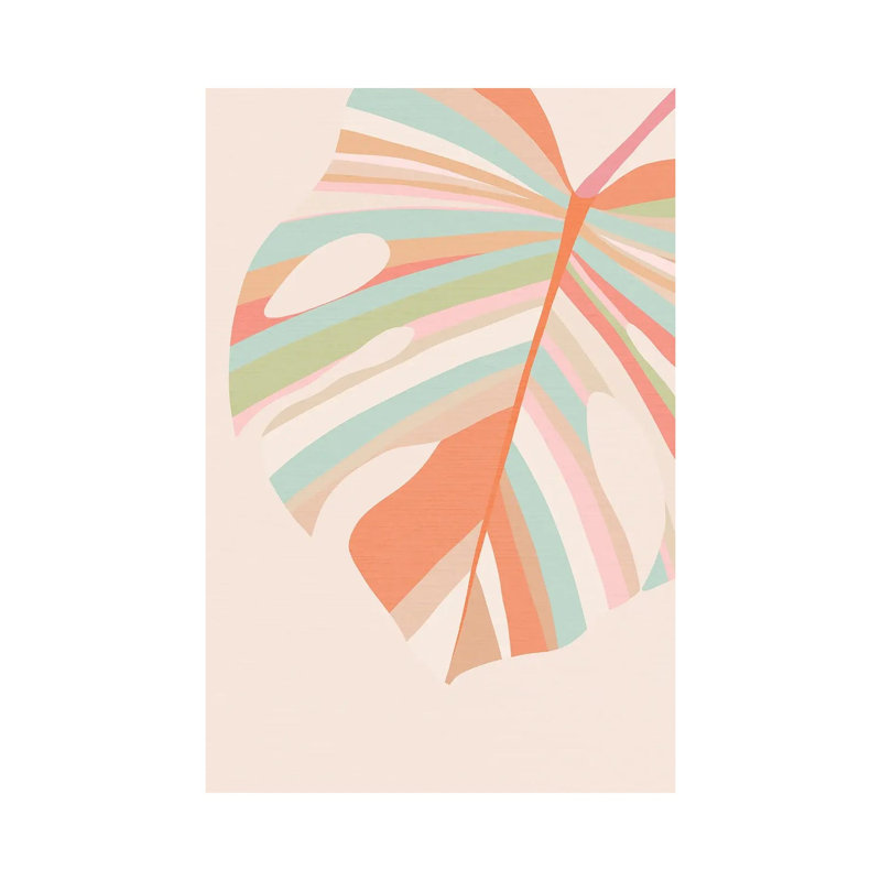 Monstera Leaves Pink Violet Red by Dominique Vari - Print on Canvas, Wrapped Canvas, 20.32 cm H x 30.48 cm W