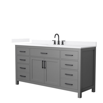 Beckett 66" Freestanding Single Bathroom Vanity with Quartz Top