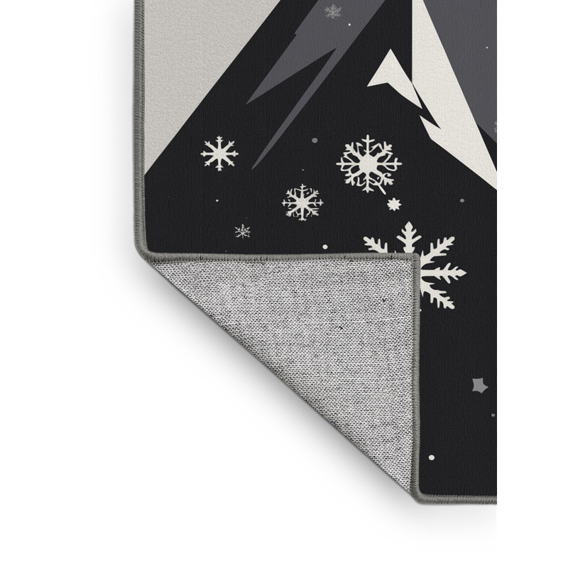 Tapis gris scandinave lavable à la machine à motif géométrique Skadi de Flemington, 7 x 10