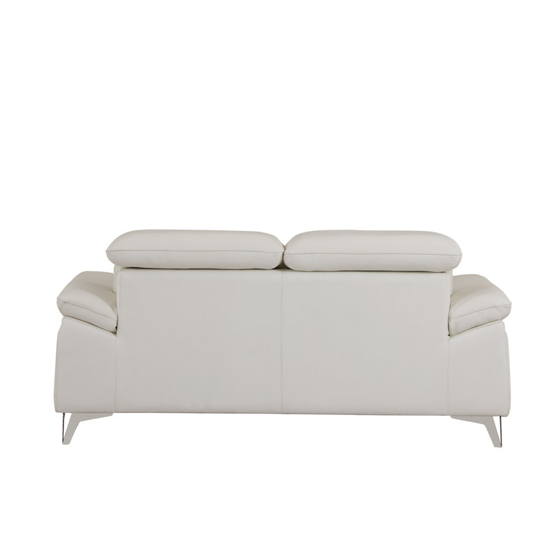 Causeuse en cuir italien à grain supérieur, Cuir blanc