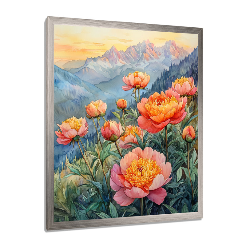 Ketcham - Floral Wall Art Prints, Argent argent, H 40 po x l 30 po, Reproduction encadrée sans passe-partout