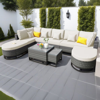 Ensemble de canapé d'extérieur en osier 7 pièces, ensemble de canapé modulaire sans rotin pour la conservation, ensembles de meubles de patio avec table basse et coussins pour le jardin et la terrasse