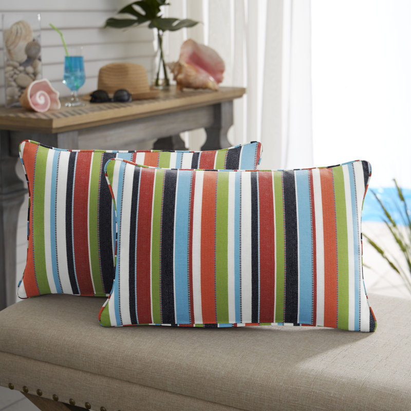 Alarise Striped Outdoor Reversible, 12"H x 24"W, Striped, Multicolor