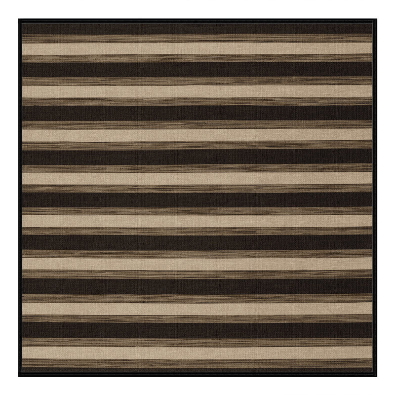 Tapis brun à rayures horizontales lavable à la machine, Carré 5 pi