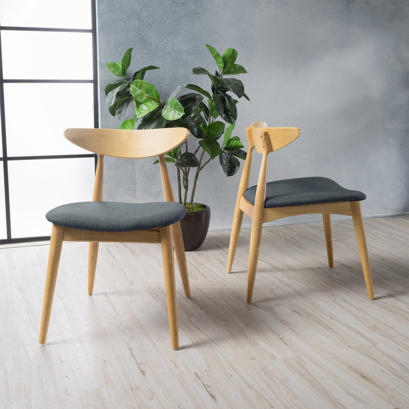 Chaise de salle à manger rétro, Gris, Naturel