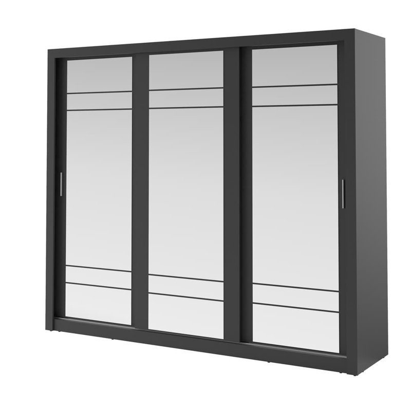 Neeyah 3 Door Manufactured Wood Wardrobe, Black