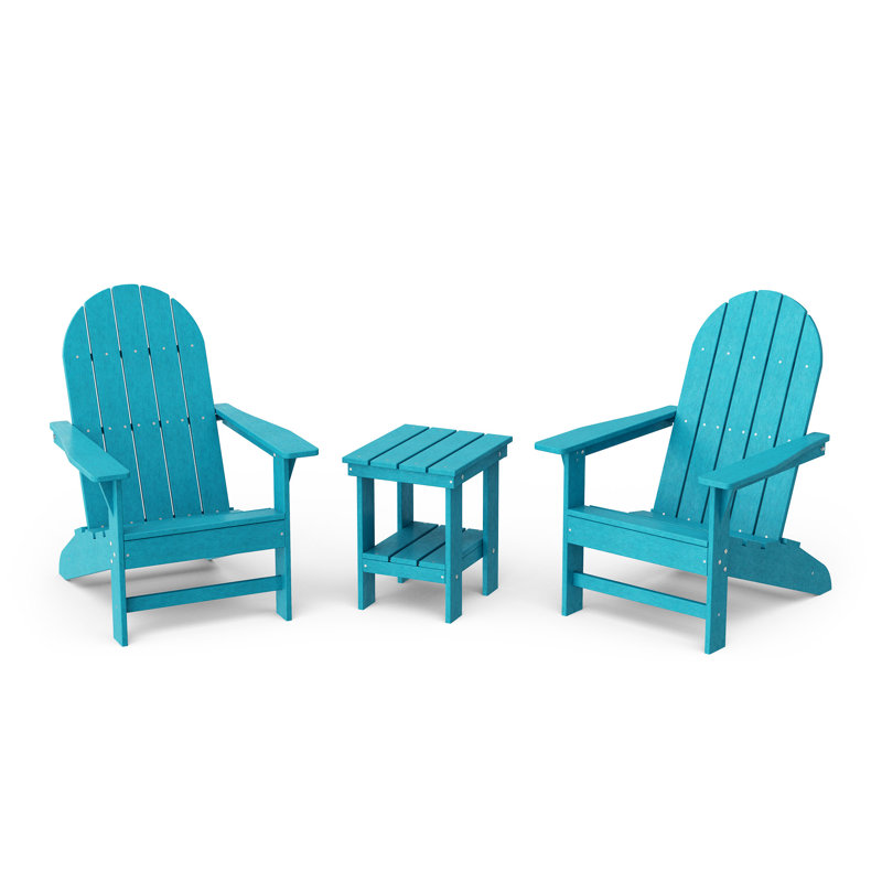 Ensemble Adirondack traditionnel 3 pièces avec table d'appoint Freedom, Bleu Aruba