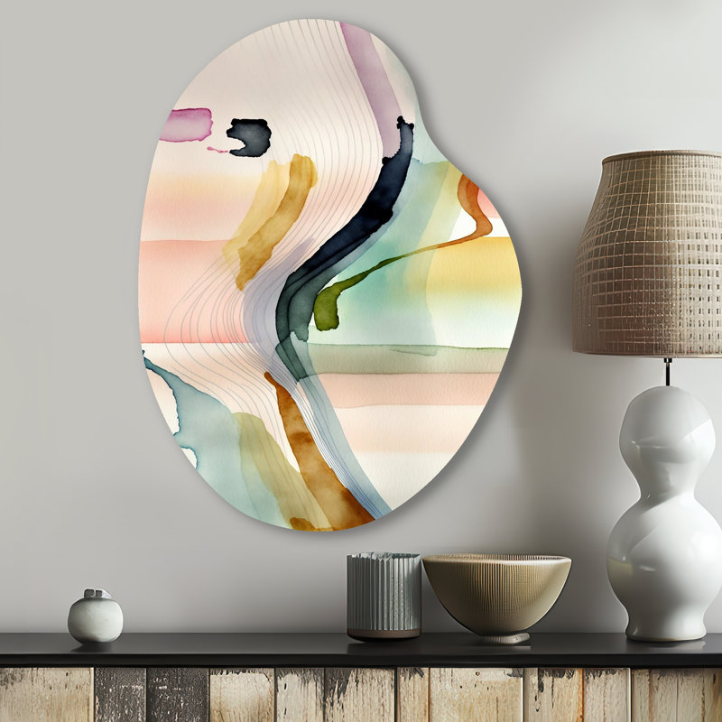 Art mural Kowalski multicolore, vagues abstraites III - Minimalisme forme irrégulière, H 30 po x l 22 po