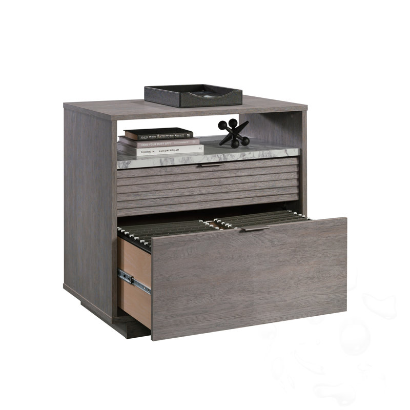 Armoire de rangement de bureau avec tiroir et tablette ouverte