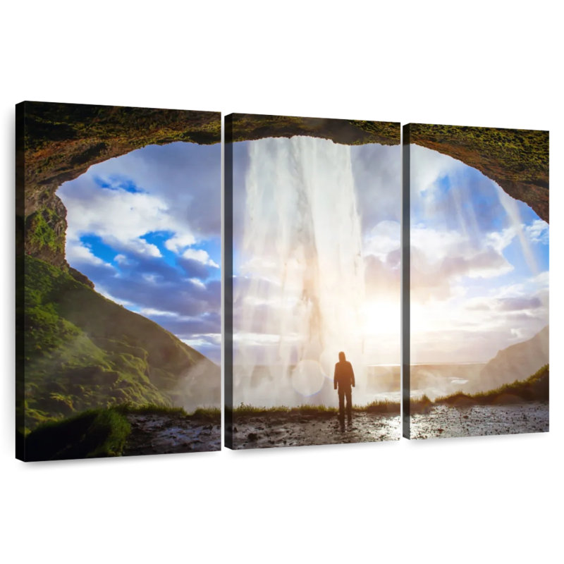 Alvord derrière la cascade de Seljalandsfoss, H 32 po x l 50 po