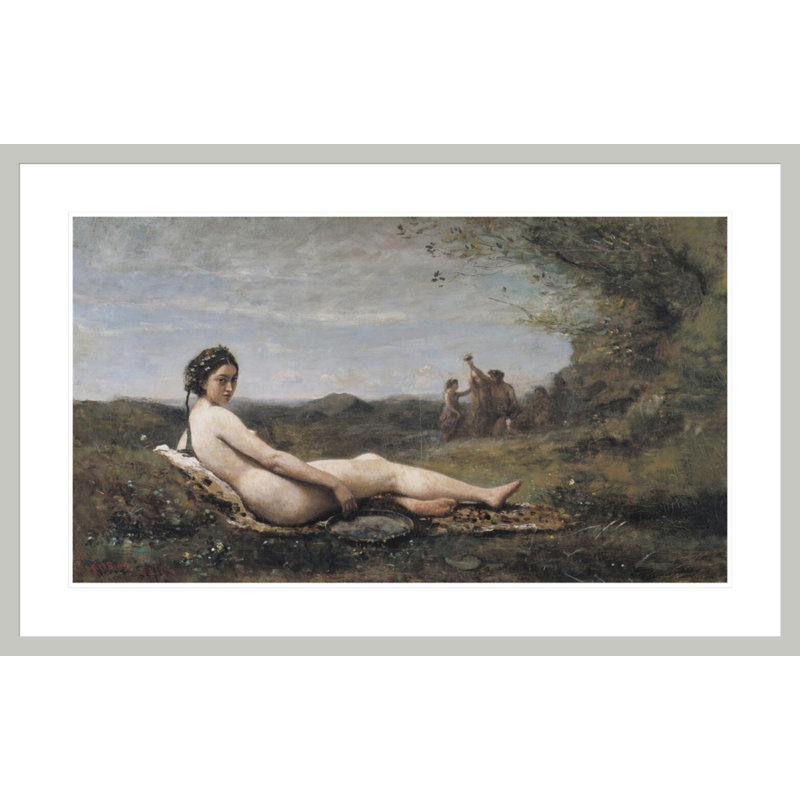 Repose par Jean-Baptiste-Camille Corot - Impression Giclée sur cadre, 26.52" H x 41.5" W