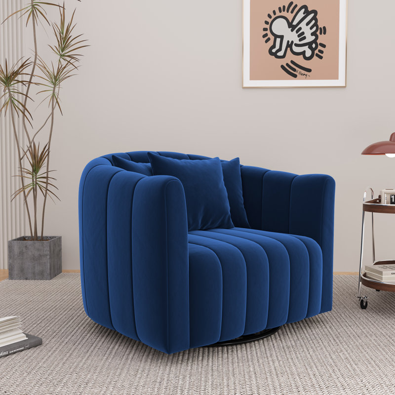 Fauteuil demi-tonneau pivotant rembourré de 40,3 po de largeur, Marine
