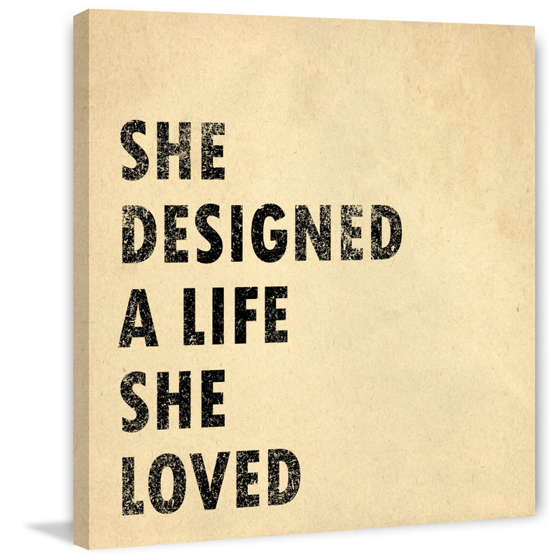 Reproduction d’art textuel sur toile tendue, "She, H 40 po x l 40 po x P 1,5 po