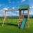 Swing Sets For Backyard, 4-in-1 Outdoor Swing Set With Slide, Climbing Rock Wall, And Soft Cushion Swings For Backyard Playground