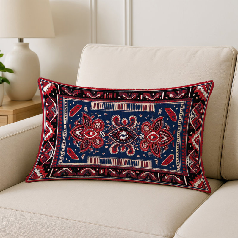Coussin décoratif intérieur et extérieur d'inspiration rustique en cuir style cow-boy Southwestern