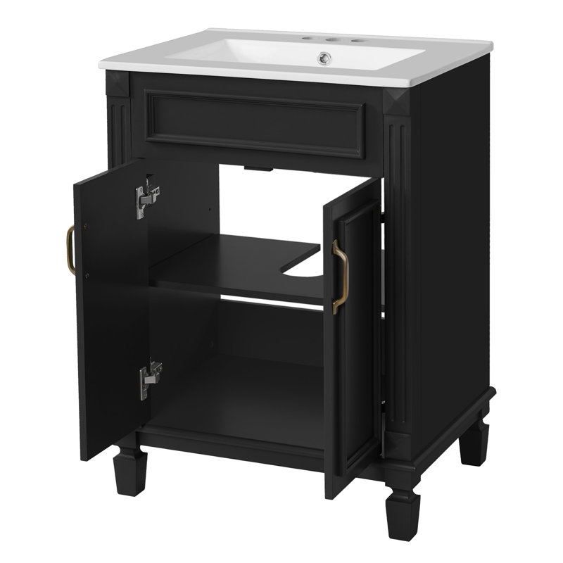 Meuble-lavabo 24 po avec lavabo supérieur, Noir