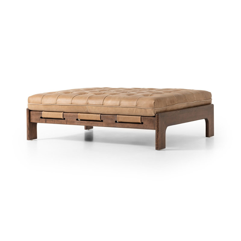Repose-pieds en cuir véritable Ellinor, Cuir véritable Palermo Drift