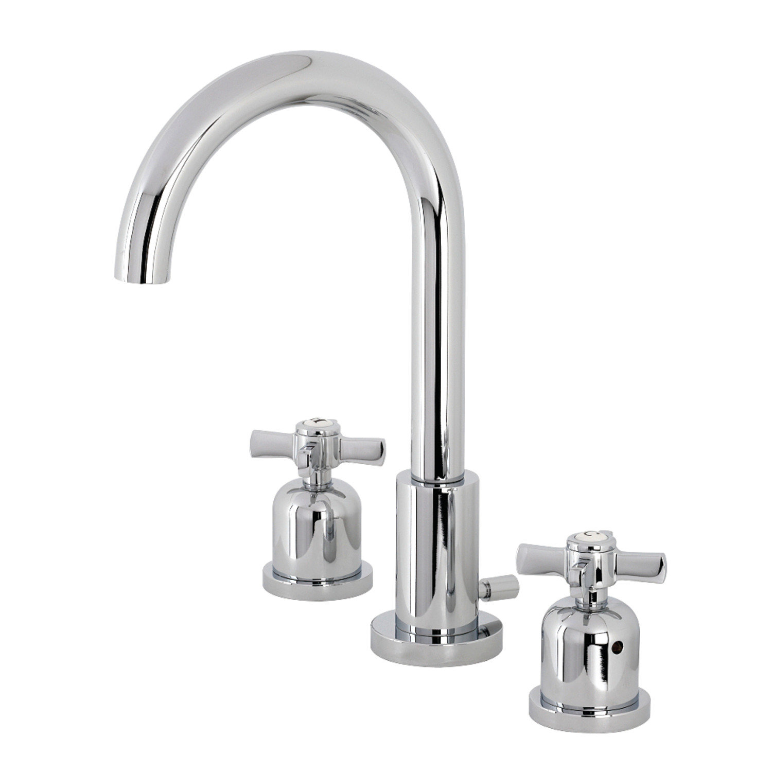 Kingston Brass Millennium Two-Handle 3-Hole Deck Mount Widespread Bathroom Faucet with Brass Pop-Up Drain, Polished Chrome