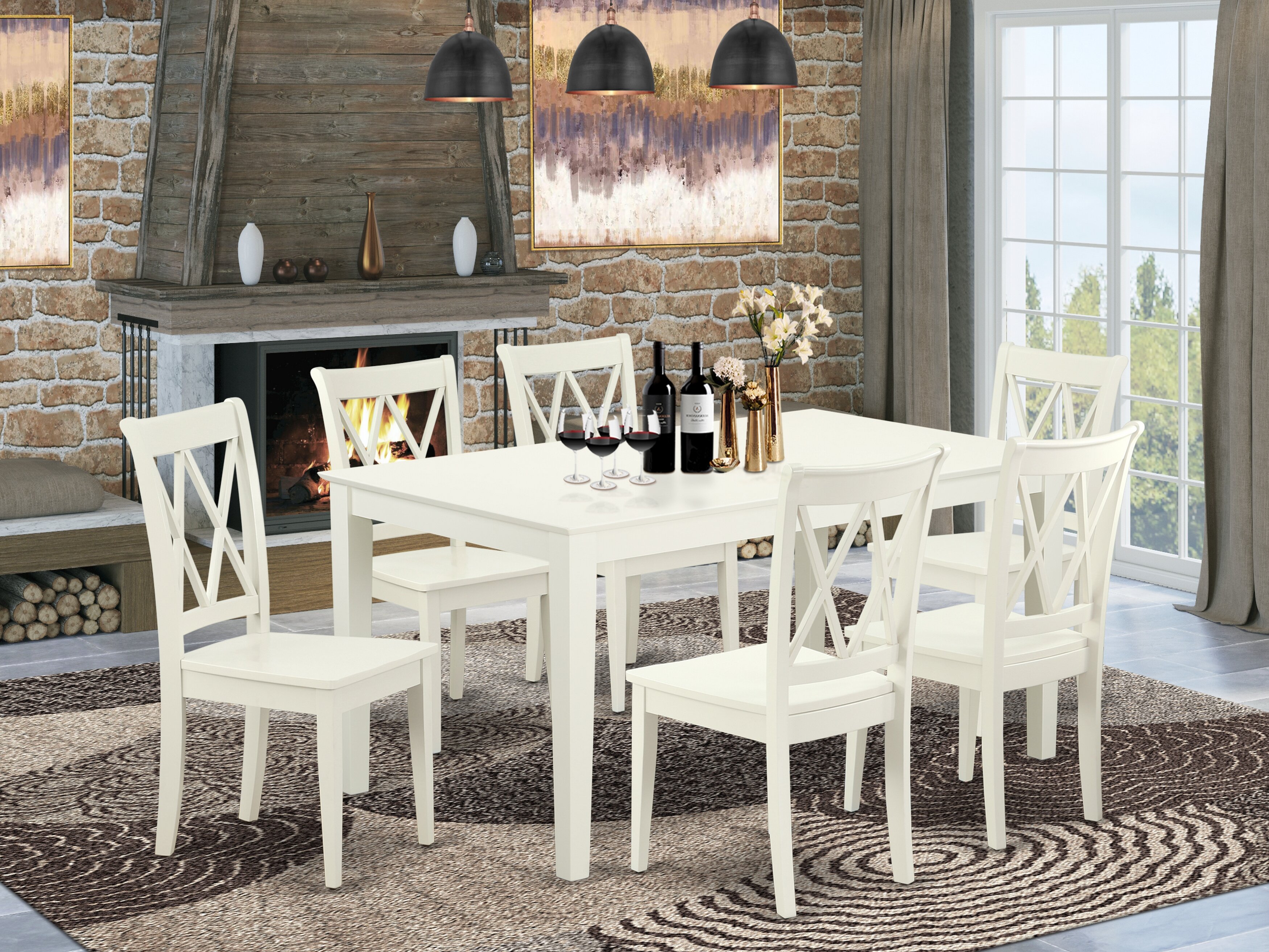 Krieger 7 Piece Rubberwood Dining Set