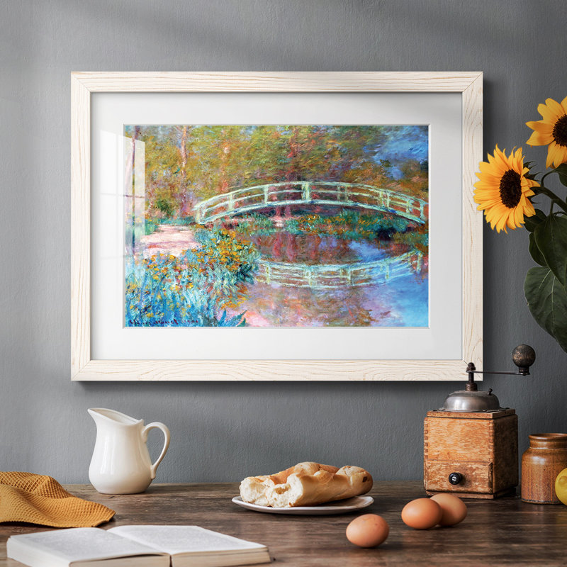 Le pont japonais (Le pont dans le jardin de Monet), 1900 - Peinture à cadre unique, Blanc, H 28 po x l 42 po x P 1,5 po
