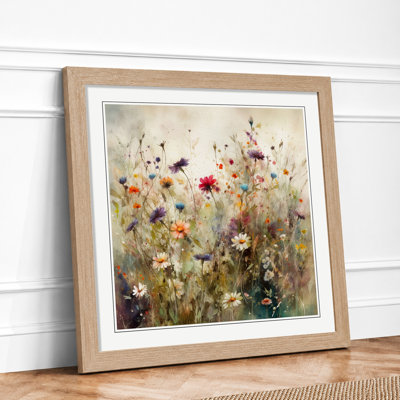 Meadow Floral Art - Single Picture Frame Print on Wood