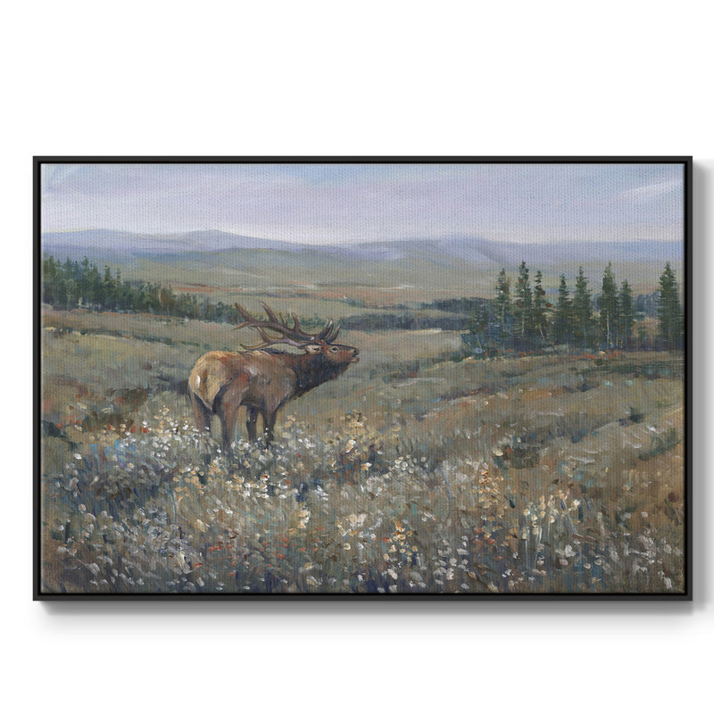 «Western Wildlife I», peinture sur toile encadrée, H 27 po x l 41 po x P 2 po, Cadre noir