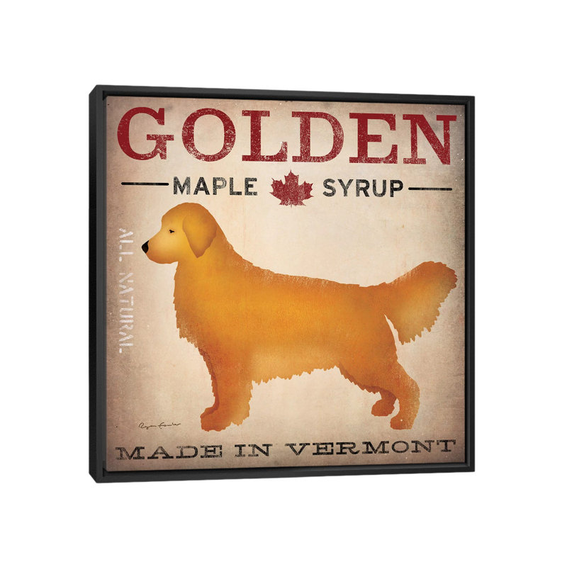 «Golden Maple Syrup», impression sur toile tendue, L 26 po x H 26 po, Toile encadrée noire, Blanc