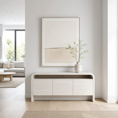Sideboard Cabinet with Open Shelf and Hidden Storage