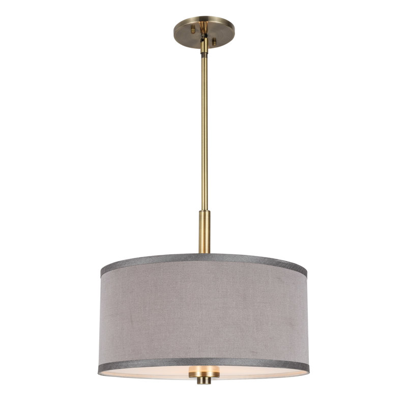 Lustree tambour 3 lumières Cisbrough, Gris, Laiton, H 7 po x l 15 po x p 15 po