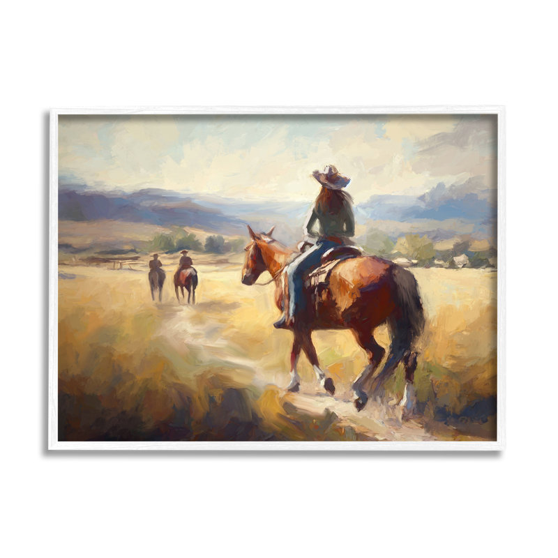 Équitation à cheval, scène par Ramona Murdock, Giclée encadrée blanc bord de mer, H 24 po x l 30 po x P 1,5 po