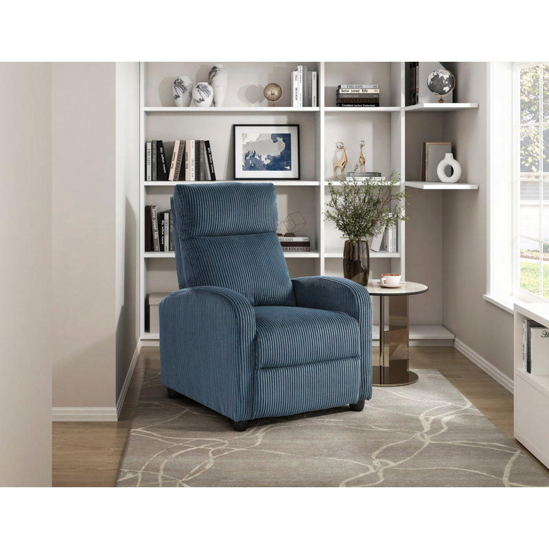 Fauteuil inclinable moderne à dossier poussoir en velours côtelé moelleux et confortable en bois massif 1pc