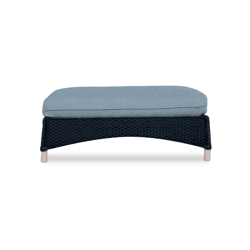 Mandalay Outdoor Ottoman, Callen Celadon, Ebony