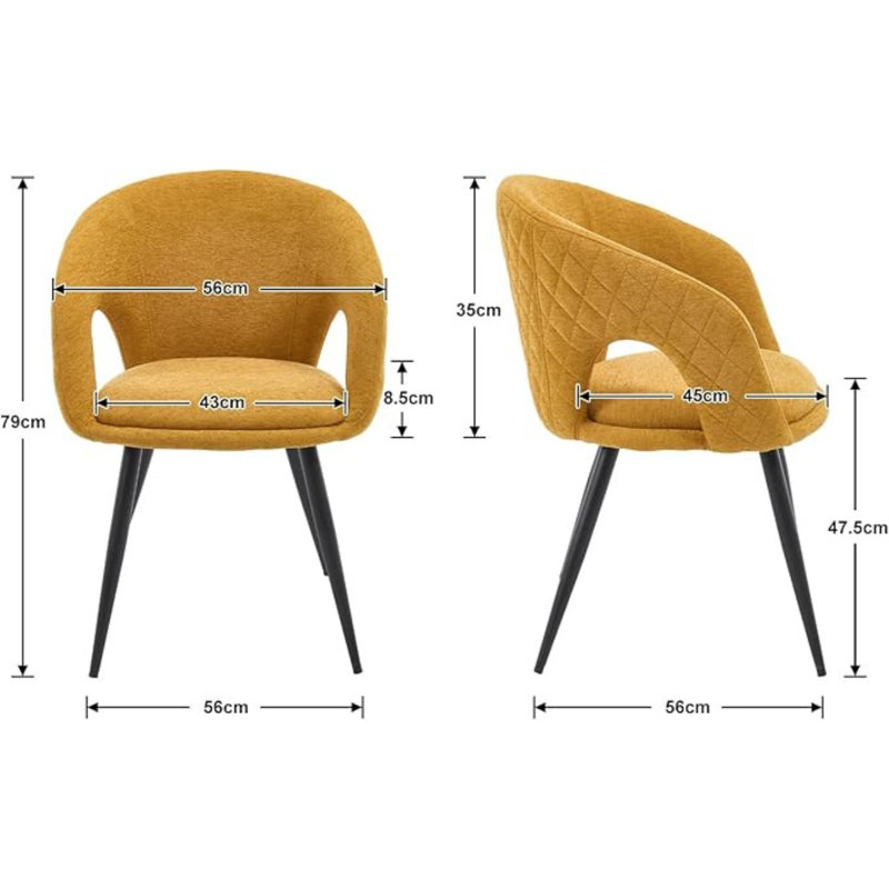 47.5cm H Upholstered Metal Accent, Yellow