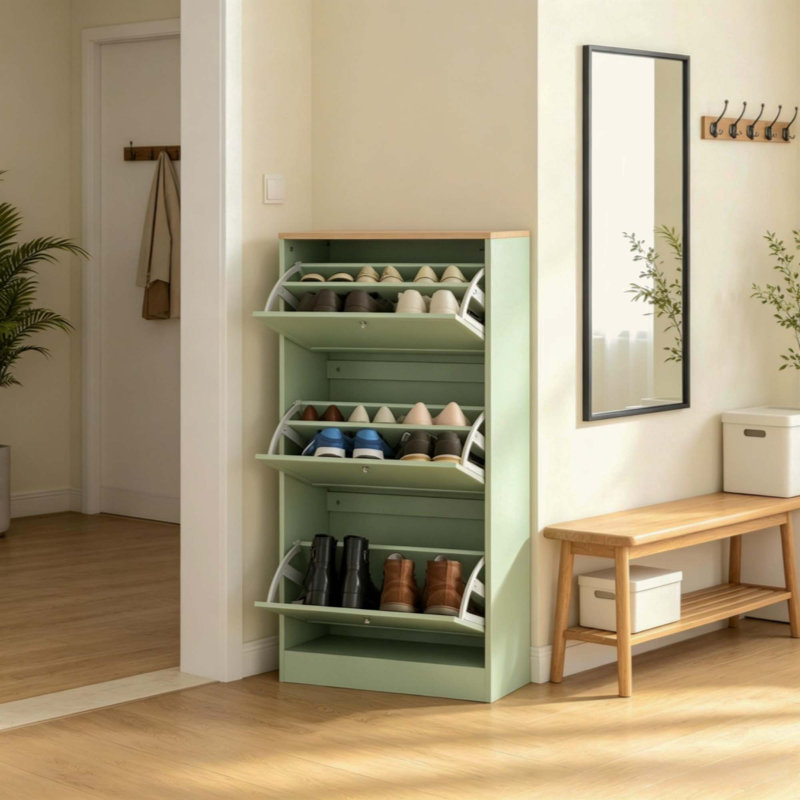 Armoire à chaussures élégante, étagère à chaussures fonctionnelle, unité de rangement pour chaussures, rangement de rangement peu encombrant