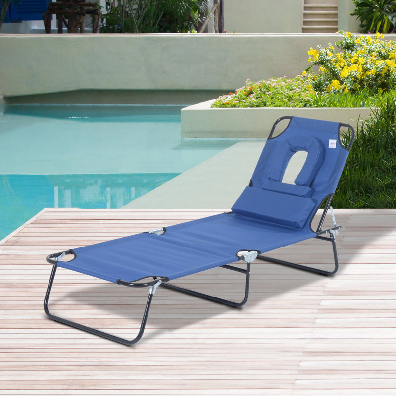 Alaia 187cm Long Reclining Single Chaise with Cushions, Blue
