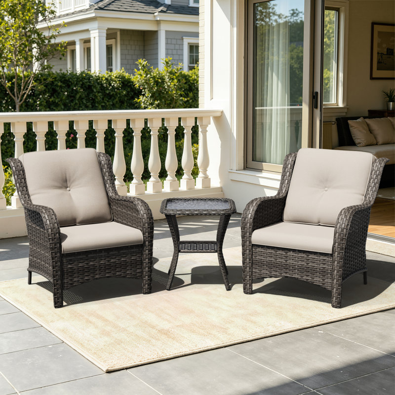 2 - Person Patio Conversation Set with Cushions, Beige