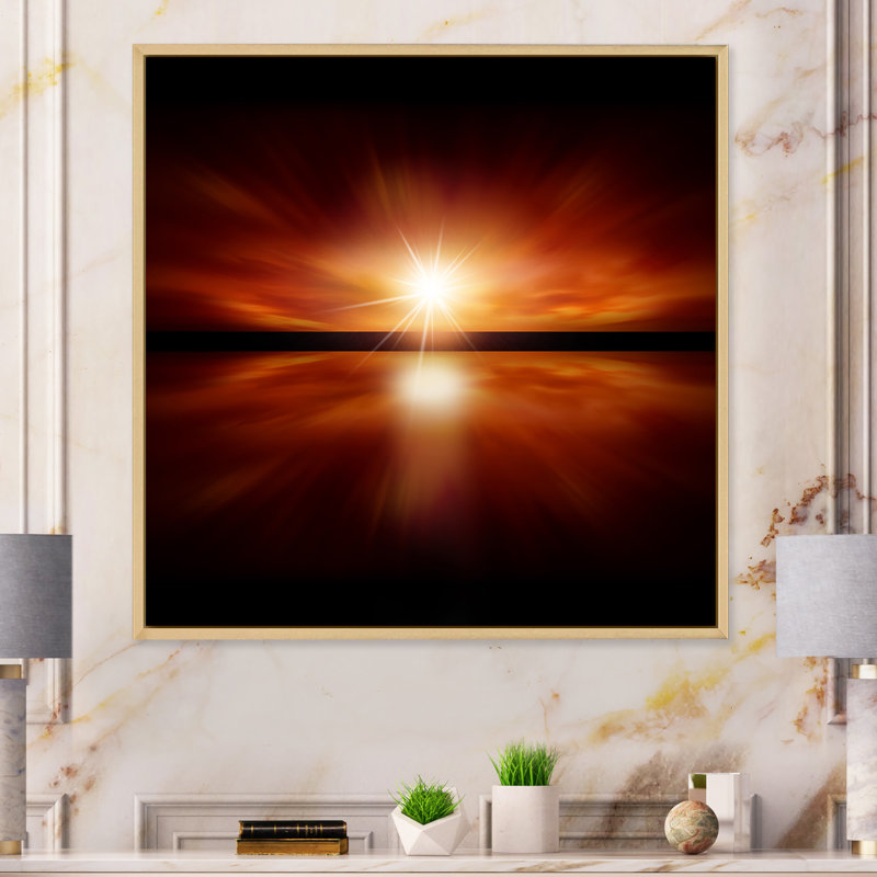 Mystic Red and Black Costal Sunrise - art nautique et côtier sur toile, H 36 po x l 36 po x P 1,5 po
