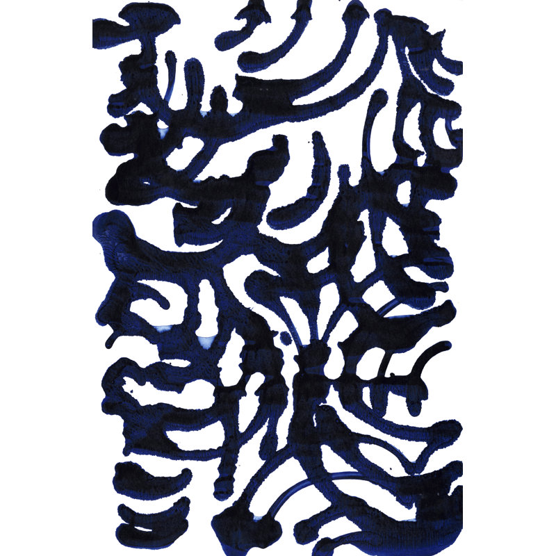 Indigo Swirls I by Jodi Fuchs - Painting on Canvas, 122cm H x 81cm W, Black Floater Framed