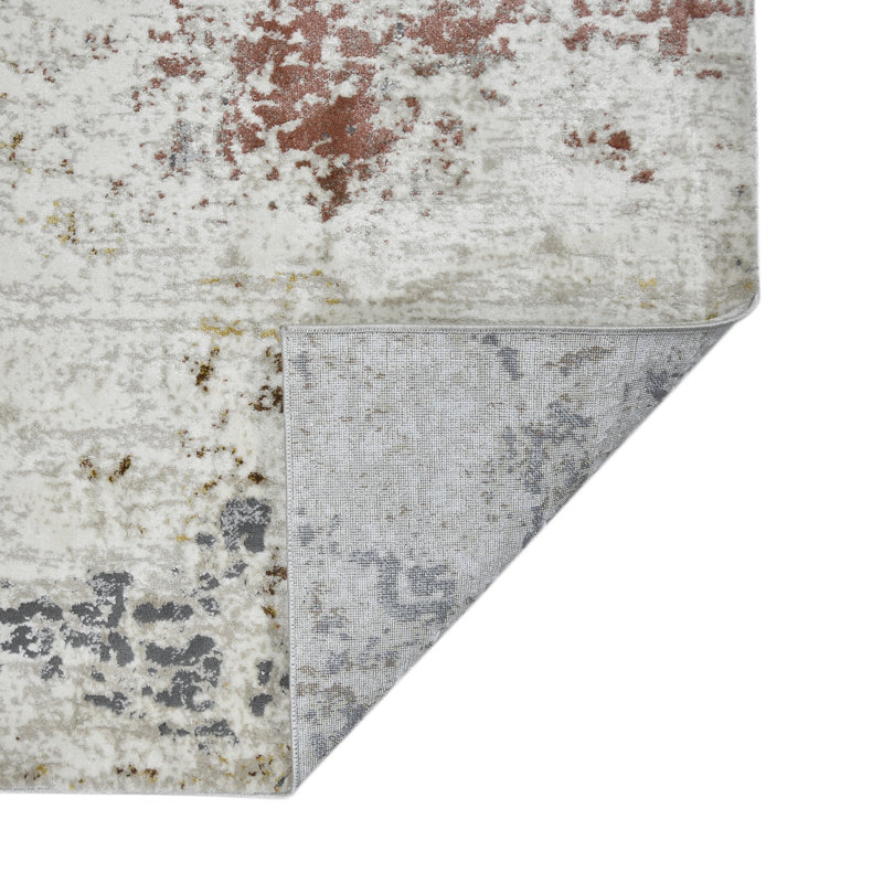 Dustie Transitional Abstract Premium Polyester Performance Ivory/Multicolor Area Rug, Rectangle 7'9" x 9'9"