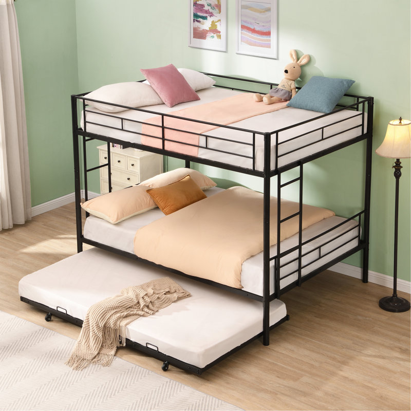 Lit double superposé double avec lit gigogne en métal, aucun sommier requis, assemblage facile